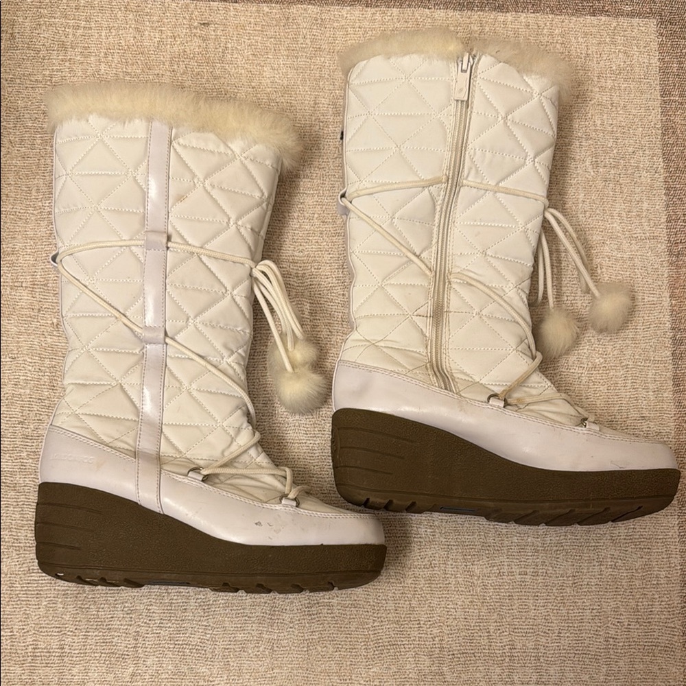 London Fog White Winter Rain Boots with Plush Lining - Picture 2 of 9